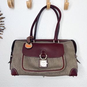 Dooney & Bourke Leather Trim Y2K Canvas Satchel Bag